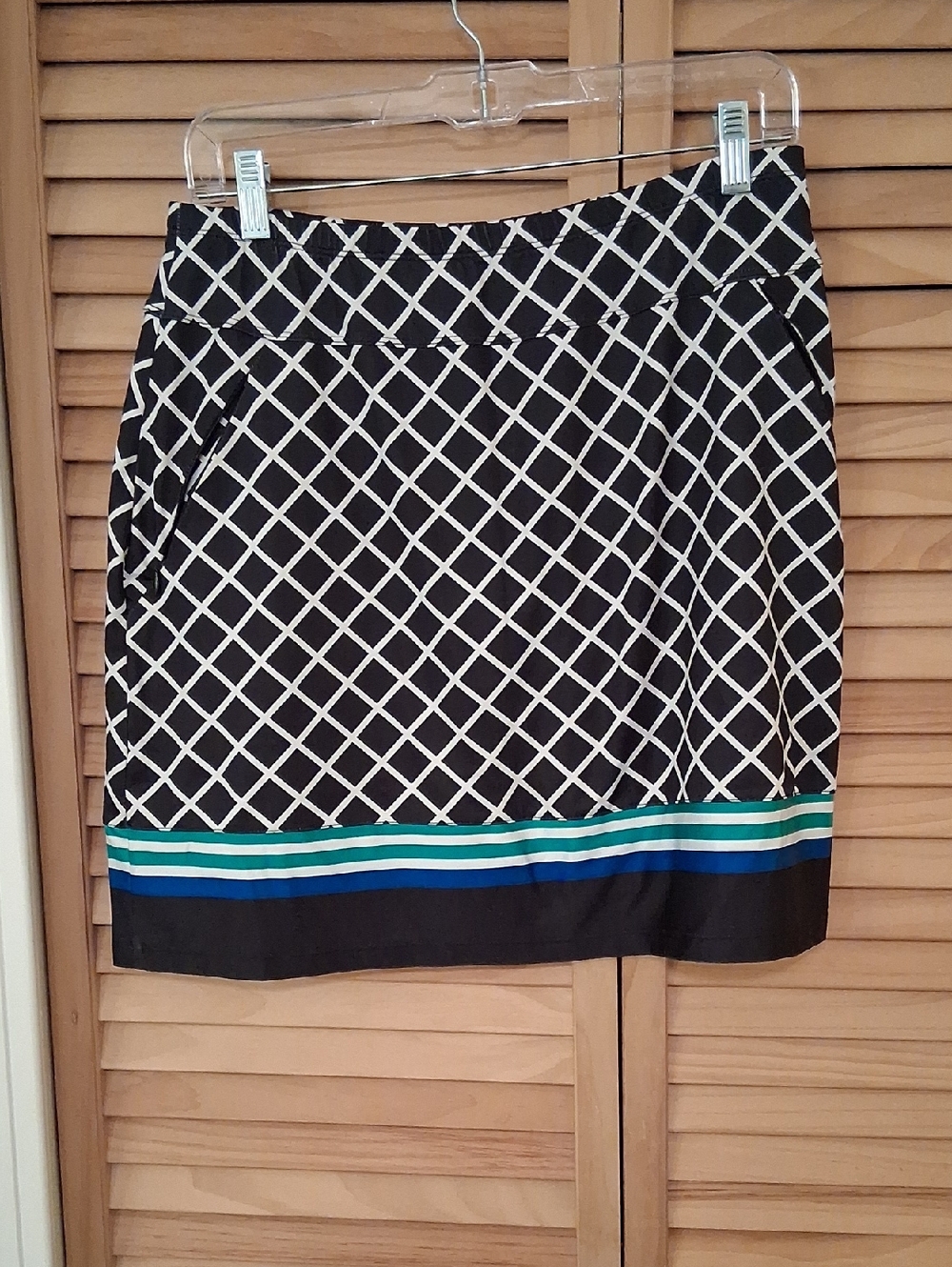 Tail Black Skort with White Lattice and Teal-Blue Stripe